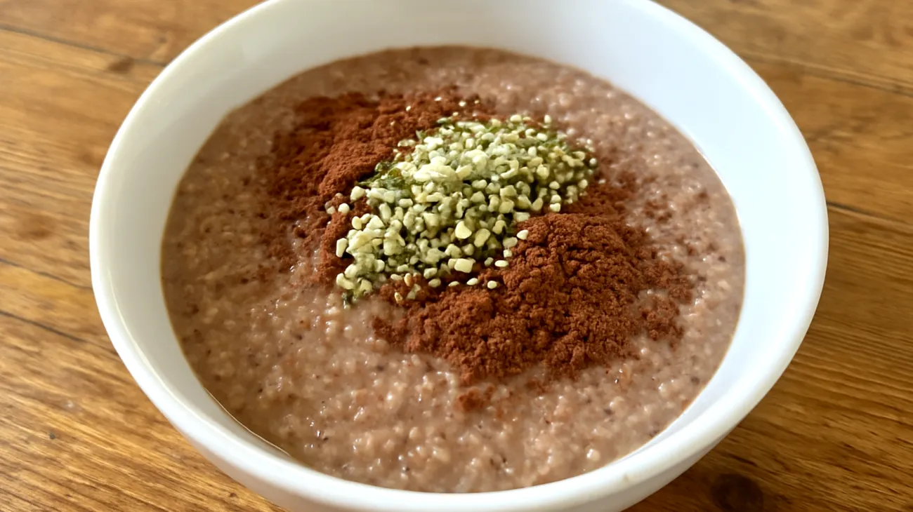 Amaranth-Quinoa-Pudding mit Kakao und Hanfsamen"