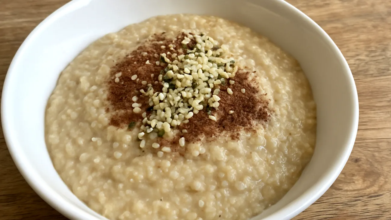 Amaranth-Quinoa-Pudding mit Kakao und Hanfsamen"