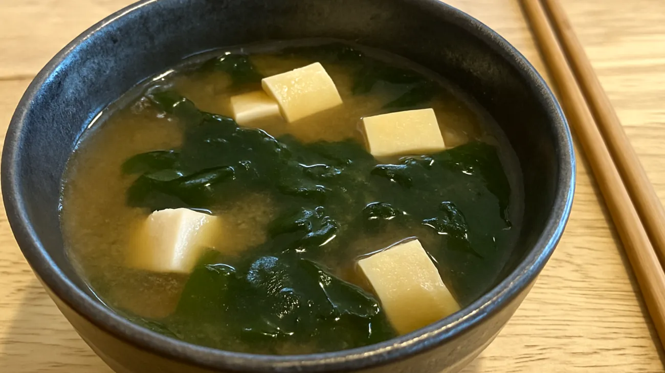 Miso-Suppe mit Wakame-Algen und Tofu"